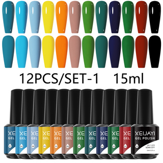12PCS 15ml Conjunto De Kits De Esmalte De Unha Colorido Verniz De Base Molho UV Gel LED Semi Permanente Tudo Para Manicure Nail