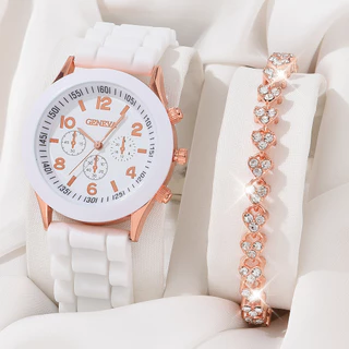 Conjunto de 2 Peças de Pulseiras de Relógio Clássico Simples de Pulseiras de Couro Faux Leather Strap