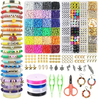 Conjunto De Contas De Argila Polimérica De 6MM Planas De Arco-Íris Pulseira Boêmia Acessórios Carta