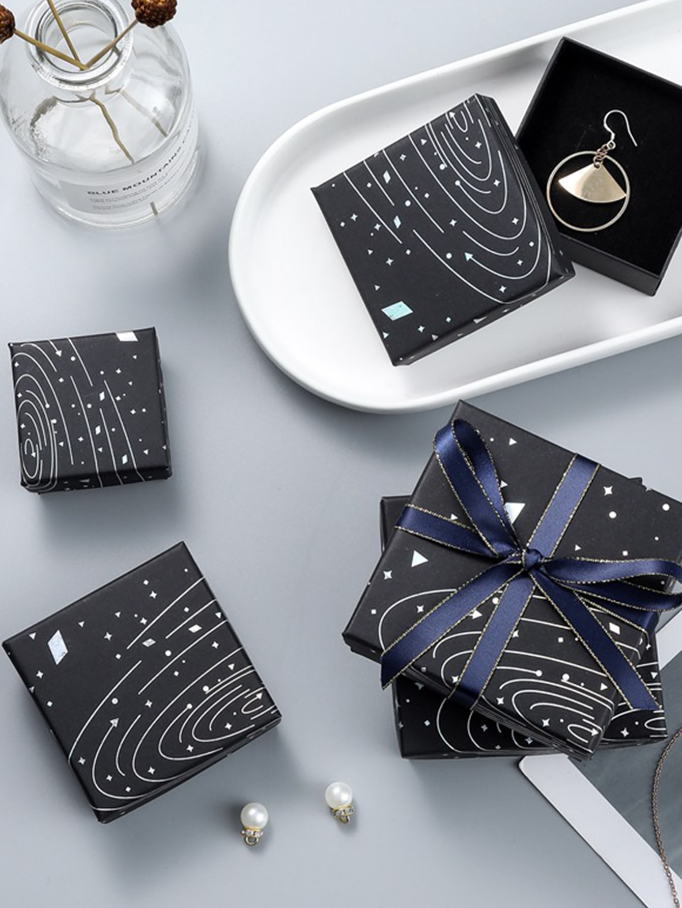 1PC Multi Especificação Sponge Starry Sky Caixa De Jóias De Prata Quente