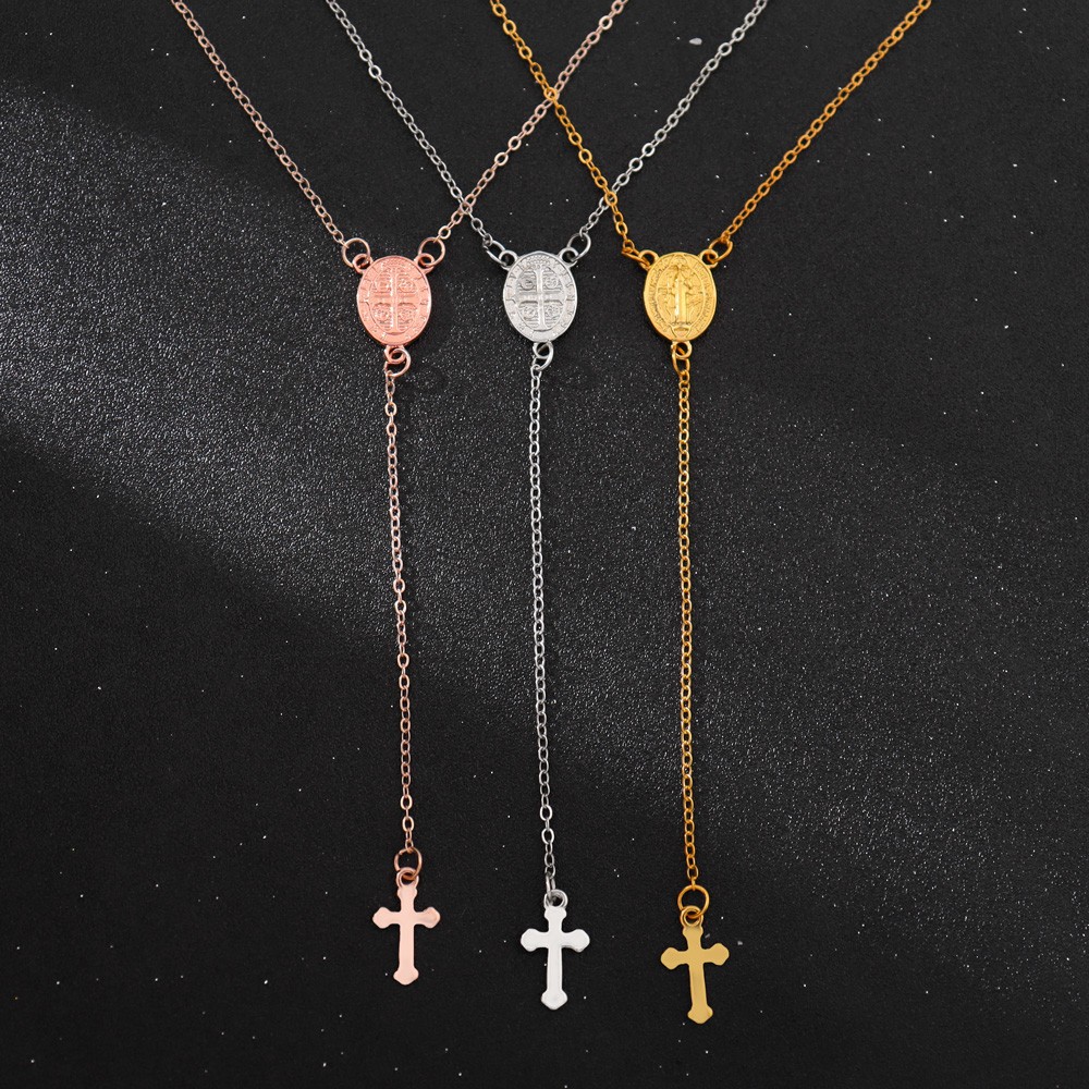 Nova Moda Cruz Madonna Coin Pendant Necklace Jóias Religiosas Femininas