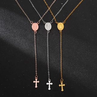 Nova Moda Cruz Madonna Coin Pendant Necklace Jóias Religiosas Femininas
