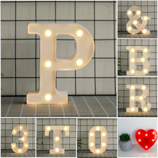 26 Letras Luzes LED Número Luminoso 0-9lâmpadas De Natal Decoração Sem Bateria Luz Nocturna Festa Quarto 16CM Altura