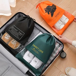 Saco de armazenamento para calçados Saco não-tecido Anti-pó Saco de viagem Drawstring Armazenamento Organizador de calçados Desenho portátil