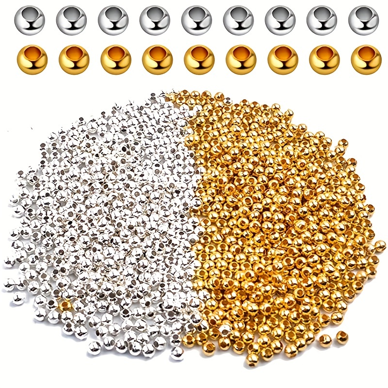 300 Peças 2mm/0.08in Espaçadores De Contas Crimpadas Redondas De Metal Para Fabricação De Jóias De Bracelete De Bricolagem