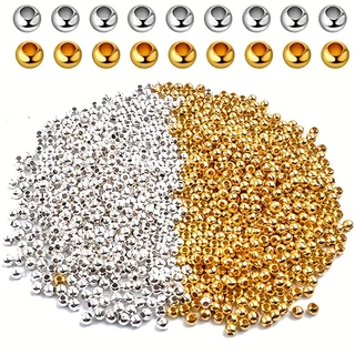 300 Peças 2mm/0.08in Espaçadores De Contas Crimpadas Redondas De Metal Para Fabricação De Jóias De Bracelete De Bricolagem