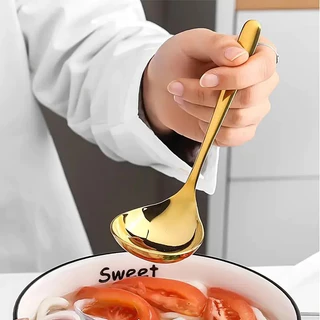 1Pc Colher De Espessamento De Aço Inoxidável Criativa Sopa De Panela Longa Para Cozinha Doméstica Ferramentas Essenciais