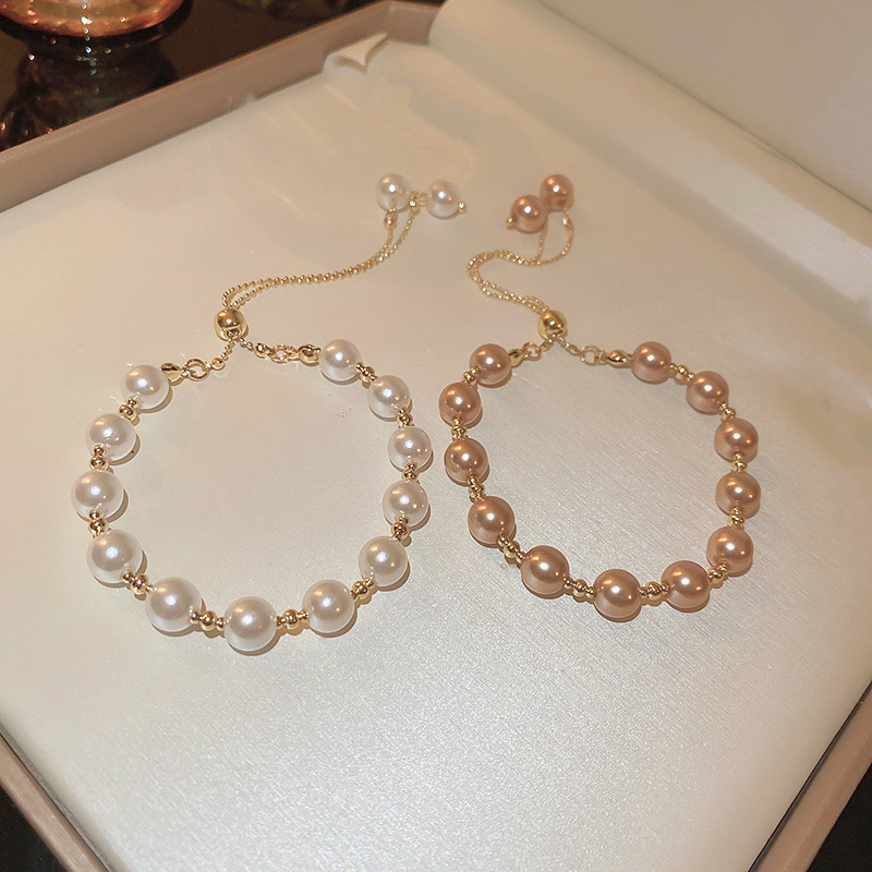 DREJEW Pulseira Com Pérolas De Pérola Bracelete De Temperamento Ajustável Para Mulheres