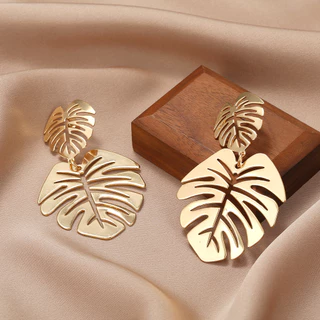 Clássico Moda Moda Simples Metal Dupla Folha Brincos Grandes Brincos Micro Exagerados Brincos Trendy Brincos Retro Niche Design Brincos