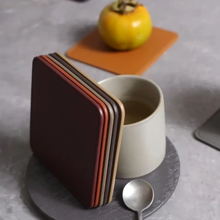 Conjunto De 4pcs De 3mm Quadrados De Bases Para Copos De Café Nordic Home Decor Pu Caneca De Couro Almofada Multicolor Personalizada