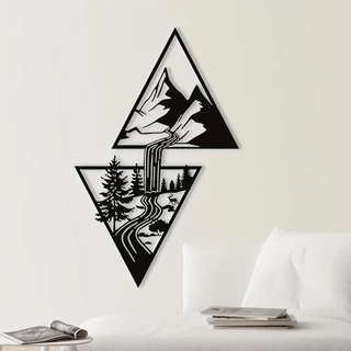1pc , Arte De Parede De Montanha E Cachoeira Metal Decoração De Casa Moderna Ornamentos