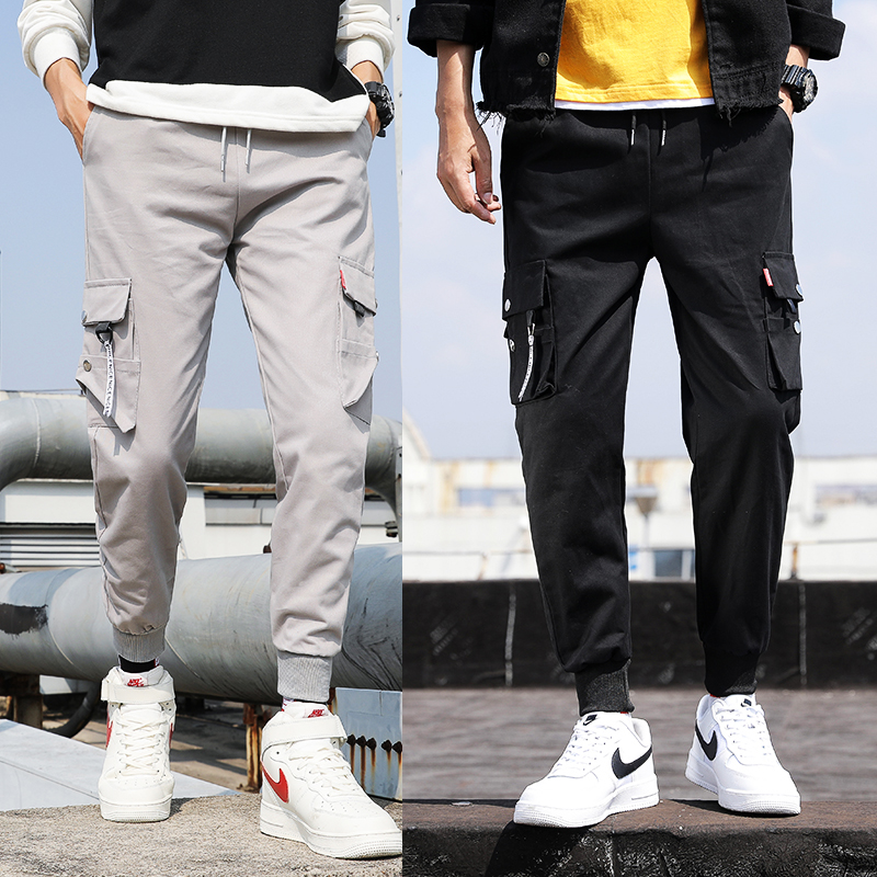 Macacão Casual Calça masculina funcional de pernas de tamanho grande Calça masculina feminina de esporte Calça resistente ao desgaste Calça de tornozelo Yuppie Style W