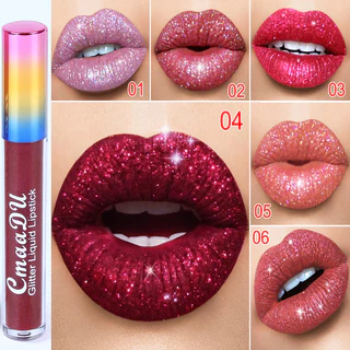 CmaaDu 6 Color Diamond Phantom Brilhante Brilho Labial Fantasma Colorido , Copo Impermeável De Longa Duração , Hidratante , Antiaderente