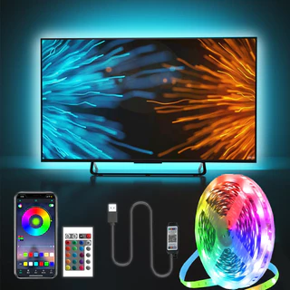 Luzes LED para Quarto , Fita RGB Sincronizada De Música Com APP & Controle Remoto , Luces Cuarto , Bluetooth Decoração De Casa