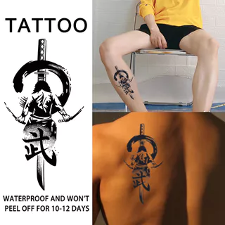 Wu Back Samurai Arm Lasting Waterproof Uma Semana a Duas Semanas Tattoo Stickers Semi-Permanentes Tattoos Temporary Tattoo Stickers Homens Mulheres Fake Tattoos
