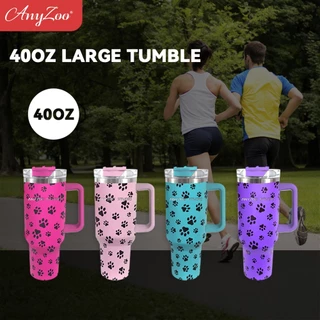 1200ml 40OZ Qualquer Copo Com Padrão De Vaca Do Zoológico Palha E Tampa Cabo , Xícara Isolada Em Aço Inoxidável De Grande Capacidade , Caneca De Café Para Viagem , Garrafa De Água Esportiva , Presente De Aniversário , Mãe