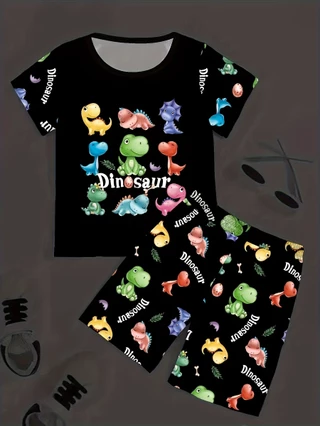 Conjunto de Pijamas para Crianças Dinossauros de Manga Curta Série Pijamas