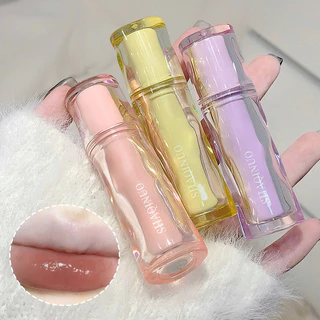Doce Hidratante Cor Água Brilho Labial Brilho Labial Gloss Gelo Espelho Transparente Superfície Hidratante Batom Branqueador de Alto Valor