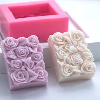 Molde quadrado de sabão feito à mão de rosa Molde de Silicone para bolos de bricolage Molde para decoração de bolos de bricolage