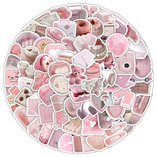 100 pcs Adesivos Criativos Exclusivos De Pequenos Itens Rosa , De Vinil Cartoon À Prova D'água , Para Garrafa De Água , Almofada , Telefone , Laptop , Livro De Recortes E Bagagem