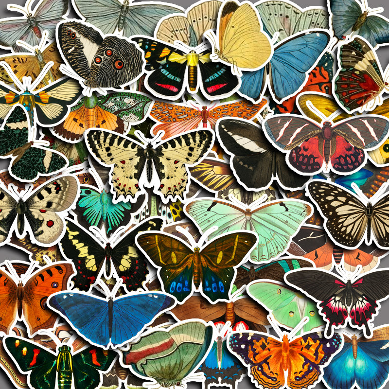 54pcs Autocolantes Retro Butterfly Stickers Diy Computer Laptop Washi Scrapbooking Artesanato Papelaria