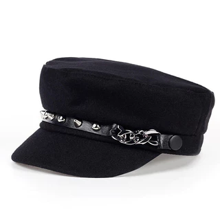 Unisex Rivet Chain Navy Hat Flat Gatsby Newsboy Boina Primavera Outono-Chapéus De Lazer Ao Ar Livre Acessórios De Viagem Para Mulheres Homens