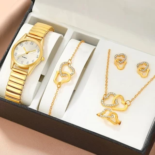 Relógio De Quartzo Feminino Pulseira + Conjunto De Jóias De Amor