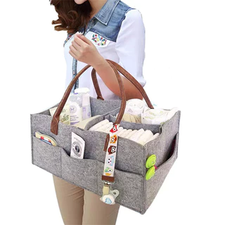 One Pack Saco de Feltro Saco de Fraldas Saco de Feltro Saco de Feltro Saco de Feltro Saco de Feltro Saco de Feltro Saco de Feltro Saco de Fraldas Mamãe, Pode Armazenar Brinquedos, Fraldas, Biberões, Armazenamento Dobrável Não Leva Espaço