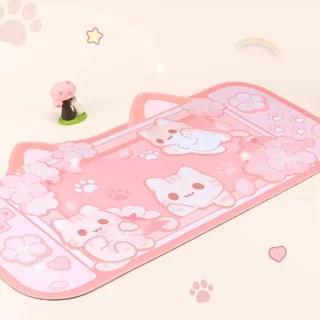 Mouse pad em formato de gato, 31,49 x 15,74 polegadas, mouse pad quadrado à prova d'água para jogos, adequado para computadores de mesa, laptops, almofada de decoração de mesa, acessórios de escritório doméstico