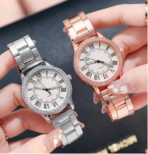 Comércio Exterior Novo Relógio De rhinestone De Cinto De Aço Para Senhoras Simples retro inset Diamante Luminoso De Quartzo Mulheres