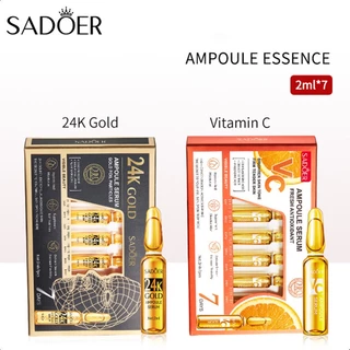 SADOER Gold 24K/Vitamina C Ampola Soro De SODIUM HYALURONATE Brilhante Tom De Pele Hidratar A Suave Melhorar Elasticidade 2ml * 7pcs