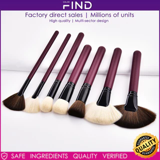 Findcolor 7 Pcs Conjunto de escova de maquiagem profissional média roxa vermelha Desenho Multi-Fan Incluindo escova Blush Escova em pó solta Escova de cílios Escova de sombra Escova em forma de leque Escova de lábios Conjunto de viagem de alta qualidade F