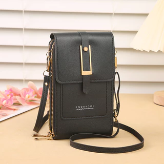Bolsa para telefone celular com tela sensível ao toque Mini Bolsa Flip Crossbody Moda Pu Carteira Vertical com Slot para Ombro de Cartão