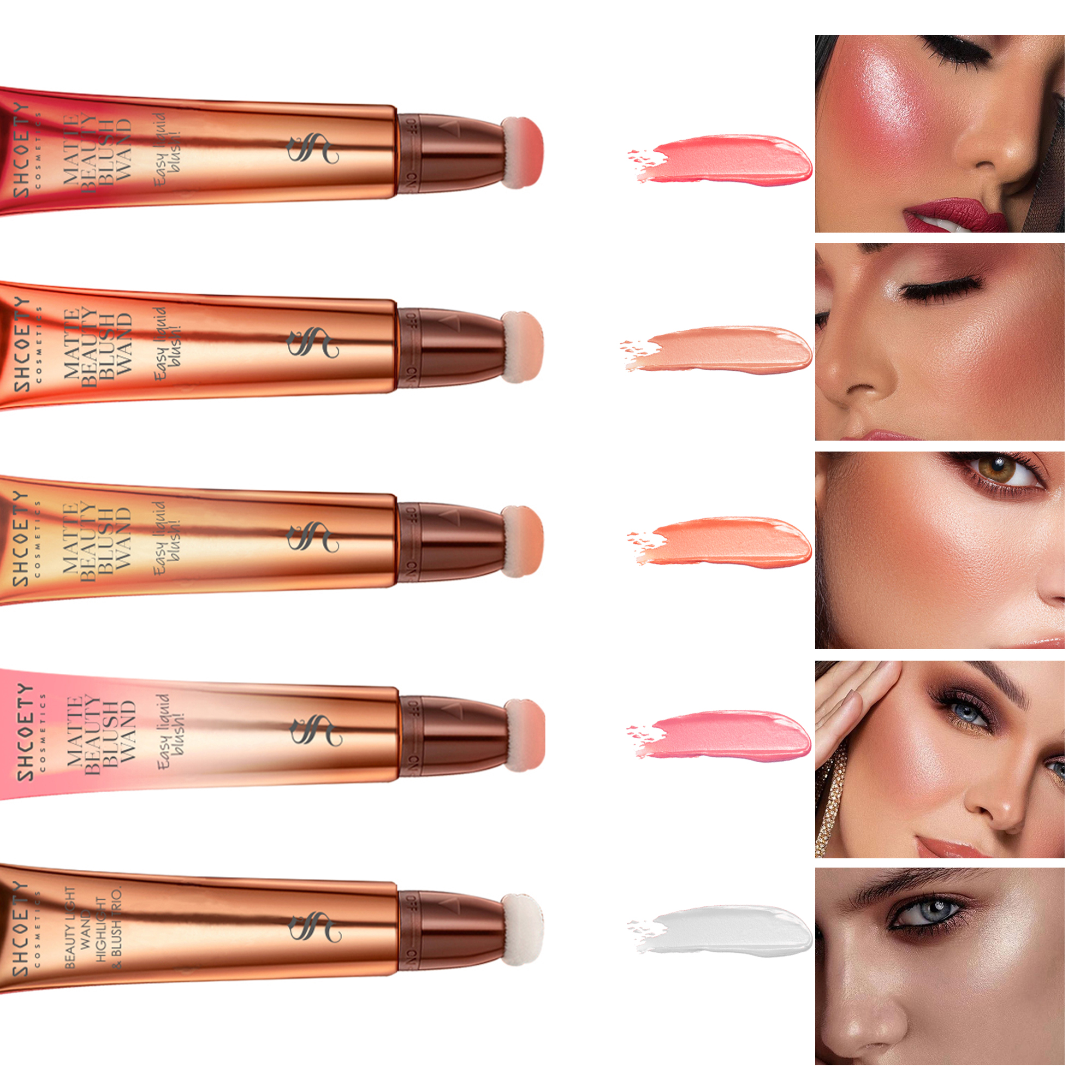 Caneta De Contorno blush Líquido De 7 Cores Para Iluminar O , Brilho Fino , Destaque , rouge Rosa natural