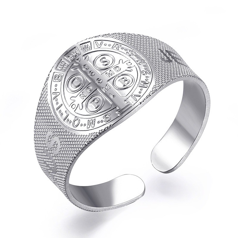 S925 Silver Hip Hop Rock Retro Moda Masculina Jesus Cristo Benedito Anel Gótico Festa Jóias Acessórios