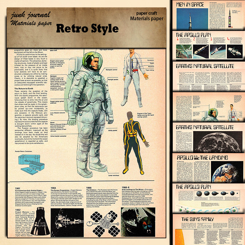 8folhas Planeta De Tamanho Grande Material De Jornais Papel Retro Jornal Decoração Diy Tools Papelaria Estudantil Artesanato