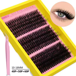 kit De Extensão De Cílios DIY , 300 Peças , 40 + 50 + 60P , clusters Com Aplicador De Pinça Para Iniciantes , Conjunto D