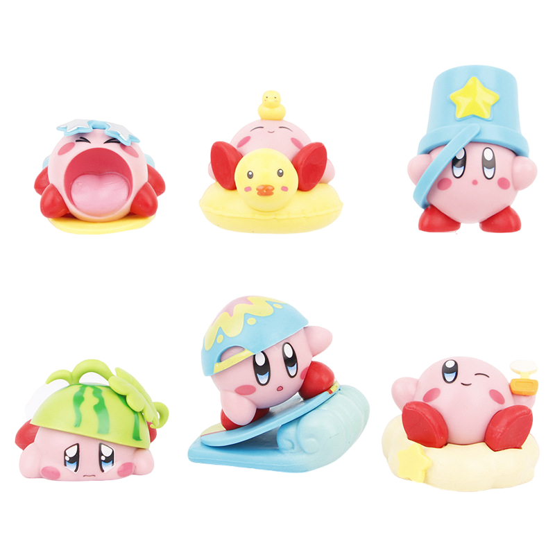 6pcs Kirby Generation 4 Game Figures Dolls Cake Ornamentos Montados Em Carros