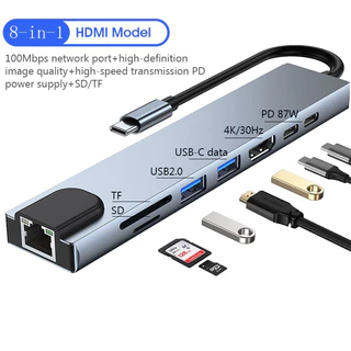 Oito Em Uma Estação De Acoplamento Dmi Mode 100mbps Porto De Rede + Alta Definição Qualidade Da Imagem + Transmissão De Velocidade Pd Fonte De Alimentação + Sd/Tf