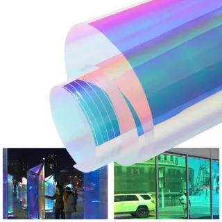 Película Camaleão Azul Refletiva De Privacidade Diurna Efeito Arco-Íris Holográfico Holo