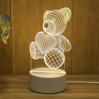 Lâmpada Noturna Luz Nocturna 3D Acrílica Led USB Abraço Urso Decoração Quarto Dia Dos Namorados Presente