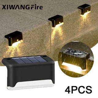 XIAWNGFIRE 4PC Warm White LED Solar Step Lamp Path Stair Lâmpadas De Jardim Ao Ar Livre Luzes De Varanda À Prova D'água Decoração Para Pátio Fence Light