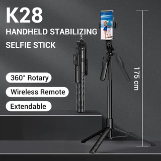 K K K28 Telefone celular Bluetooth Selfie Stick Estabilizador de Enchimento de Luz de Mão Estabilizador de Piso Vivo Universal Tripod Selfie Stick