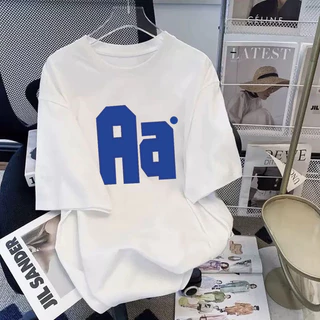 Hong Kong Style White Ice Silk Men Camiseta de manga curta Summer Fashion New Style Casual Shorts Casual Couple Wear Unisexo Mesmo