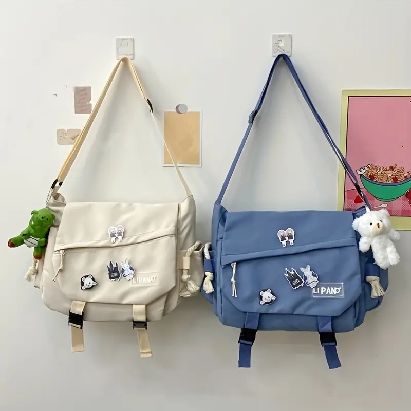 Versão em coreano ins Style Style Large-Capacity Shoulder Bag Japonês Harajuku Retro Tooling Style Messenger Bag Estudante Nylon Messenger