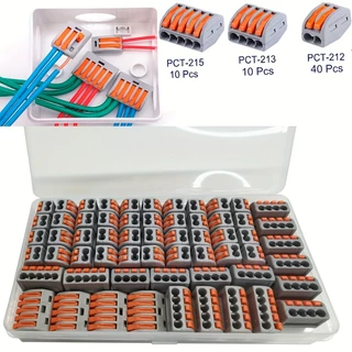 20PCS/60PCS Conectores De Porcas De Fio De Alavanca . Emenda Compactos , 2 3 5 Portas Kit De Sortimento De Elétricos Para Fiação Rápida 28-12 AWG