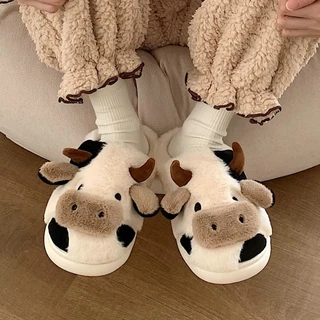 Chinelos De Algodão Baotou De Vaca Moda De Inverno Menina Sola Quente E Grossa Casal Homens Mulheres