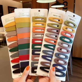 10 pçs conjunto de grampo de cabelo colorido BB clipe de cabelo geométrico fosco grampo de cabelo feminino franja clipe 