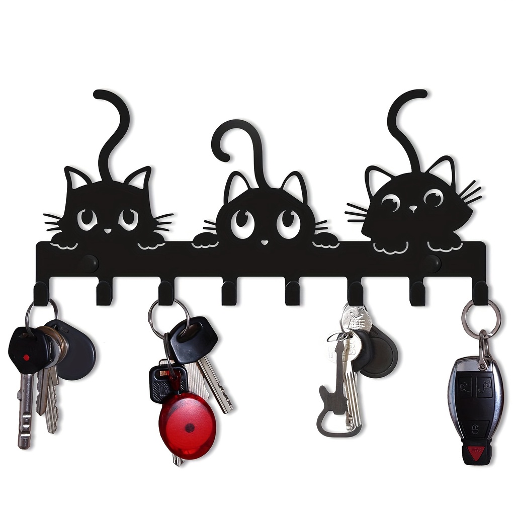 Porta-Chaves Bonito Para Gatos , Chaveiro De Parede , Atmosfera Festiva De Halloween , Gancho Preto Casaco De Chave , Adequado Decoração Da Casa