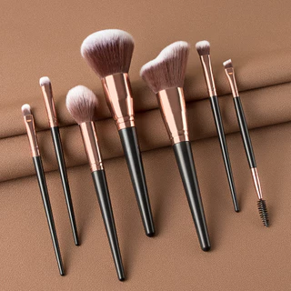 7 Preto Tamanho Grande Conjunto de Pincéis de Maquiagem Conjunto de Ferramentas de Maquiagem Inclui Pincel de Blush Escova Solta em Pó Escova de Contorno Escova de Sombra Fábrica Vendas Diretas FINDCOLOR
